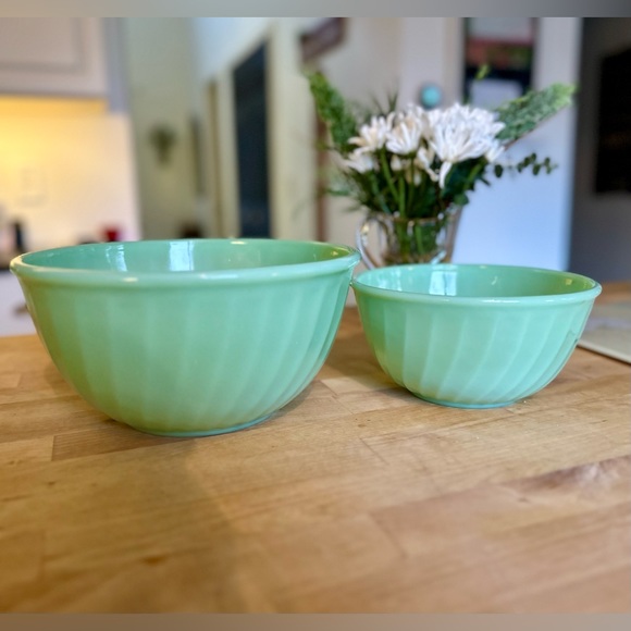 Fire King Kitchen 2 Piece Fire King Jadeite Nesting Bowls Poshmark